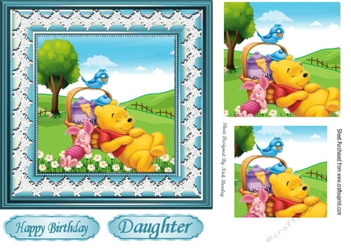 time to snooze with pooh bear and piglet  (blue) pyramids 7x7 frame