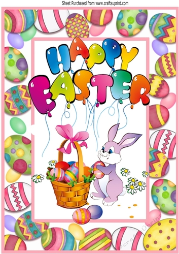 Easter bunny with basket of eggs in A4 Frame