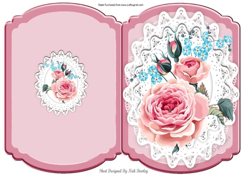 pretty arrangement of pink roses  bracket card
