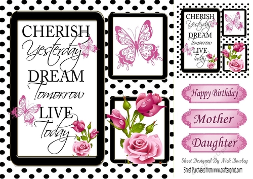 pretty pink roses and black polka dot photo frame 8x8 card front