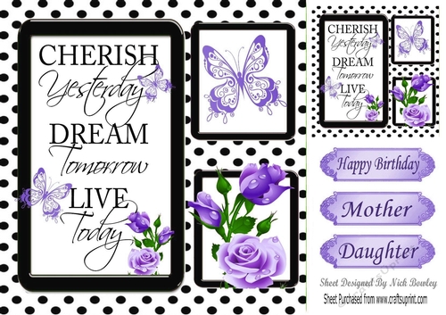 pretty purple roses and black polka dot photo frame 8x8 card front