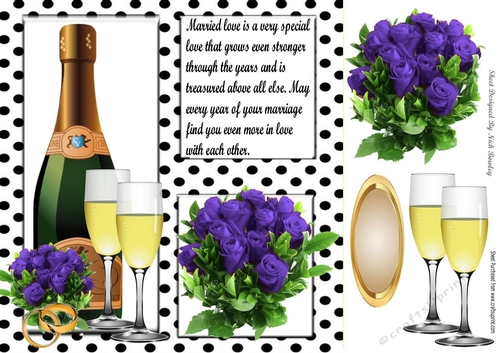 Lovely purple roses and wine for your WEDDING in polkadot frame 8x8