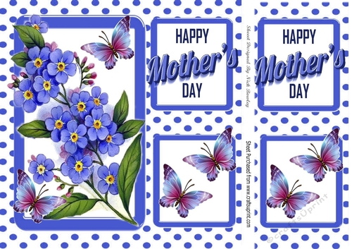Pretty blue forget-me-nots with butterflies for MOTHERS DAY 8x8