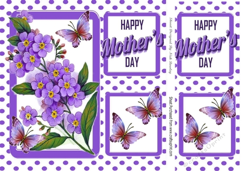 Pretty purple forget-me-nots with butterflies for MOTHERS DAY 8x8