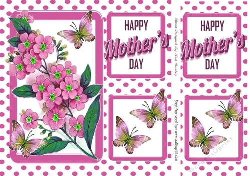 Pretty pink forget-me-nots with butterflies for MOTHERS DAY 8x8