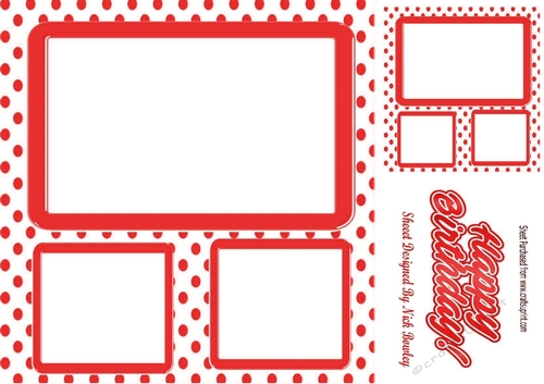 Red polkadot window frame card front & topper 8x8