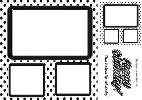 black polkadot window frame card front & topper 8x8