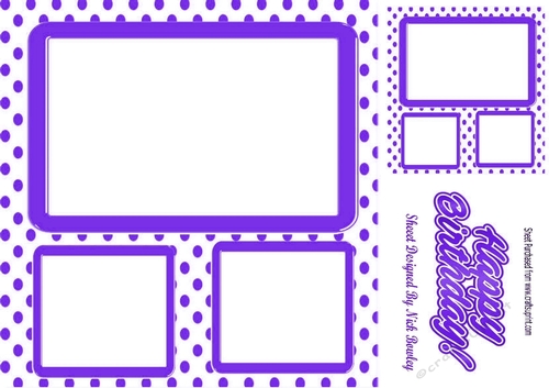 Purple polkadot window frame card front & topper 8x8