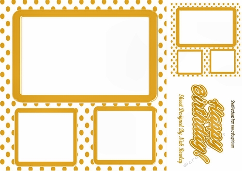 Gold polkadot window frame card front & topper 8x8