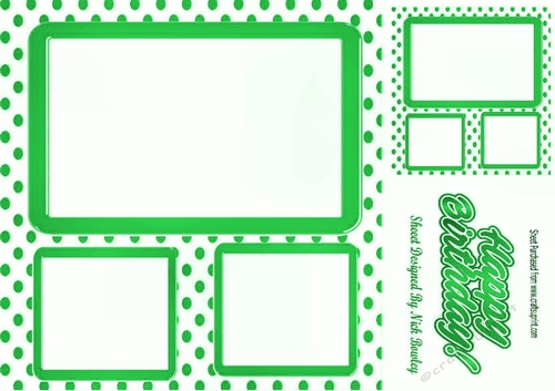 Green polkadot window frame card front & topper 8x8