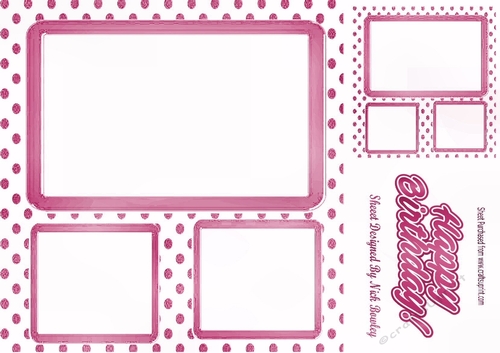 pink polkadot window frame card front & topper 8x8