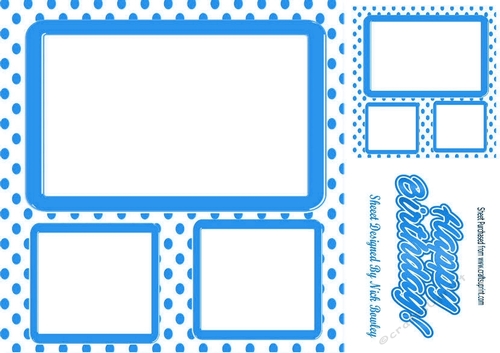 blue polkadot window frame card front & topper 8x8
