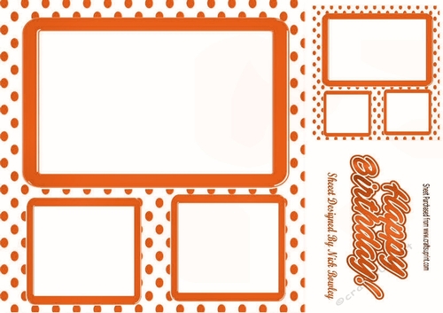 Orange polkadot window frame card front & topper 8x8