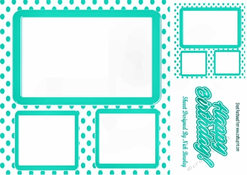 Turq polkadot window frame card front & topper 8x8