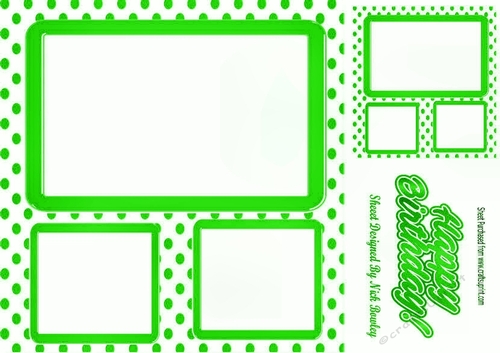 Lime green polkadot window frame card front & topper 8x8