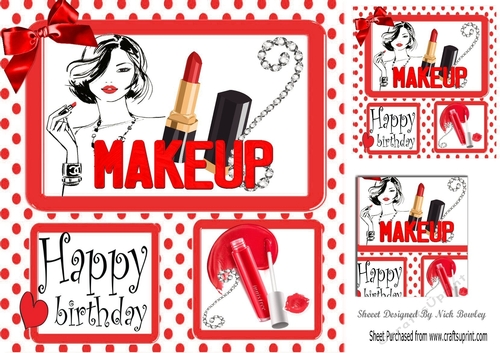 Makeup for the birthday girl in red polkadot with bling 8x8