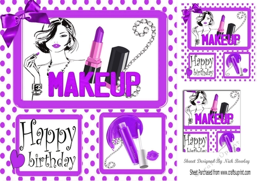 Makeup for the birthday girl in purple polkadot with bling 8x8