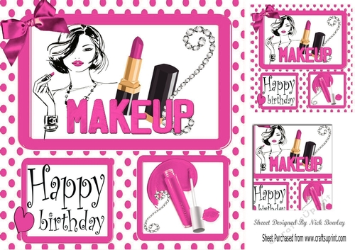 Makeup for the birthday girl in pink polkadot with bling 8x8
