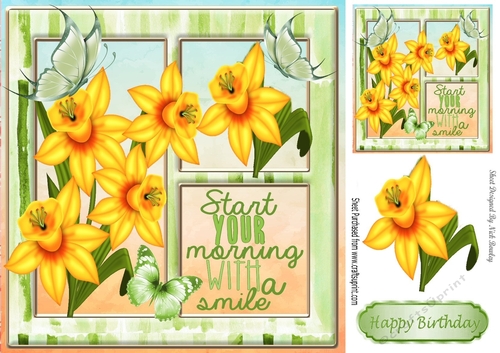 Start your morning with a smile, sunny yellow daffodils 8x8