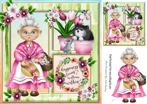 Happiness blooms from within, Grannies garden pink flowers 8x8