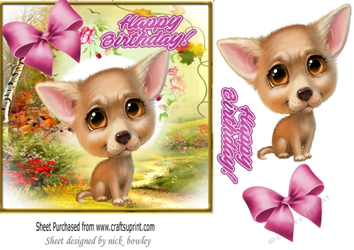 Cute little Chihuahua in the wood card front 7x7