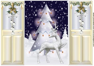 Pretty Reindeer with Snow White Tree, Gatefold