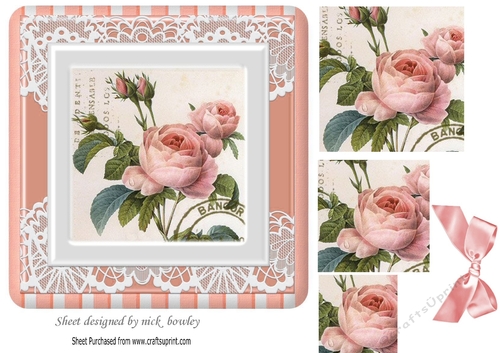 Pretty peach peonies with bow pyramids 7x7 