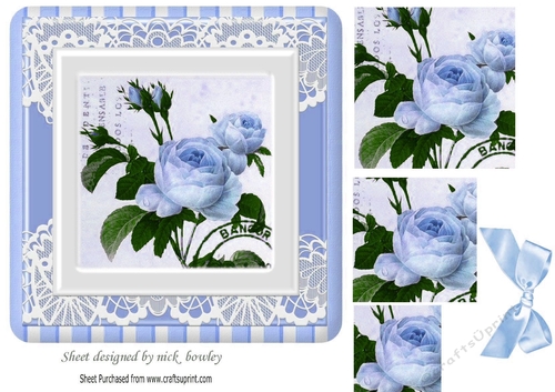 Pretty blue peonies with bow pyramids 7x7