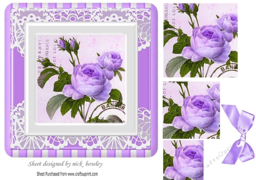 Pretty purple peonies with bow pyramids 7x7