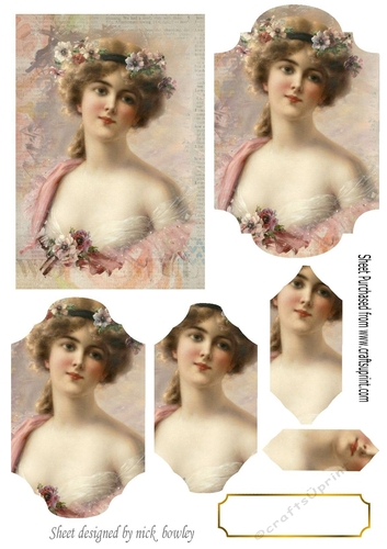 Lovely Vintage lady in peach with bracket pyramids