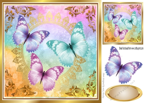 pretty butterflies with rainbow colours 8x8