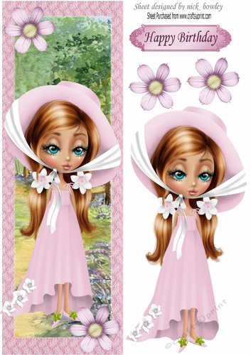 Lovely country girl in pink bonnet TALL DL 