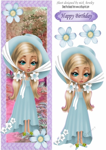 Lovely country girl in blue bonnet TALL DL
