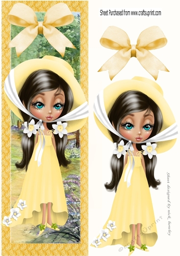 Lovely country girl in yellow bonnet TALL DL