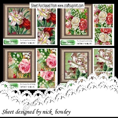 4 Pretty Garden Flower Cards 7x7 mini kit with pyramids