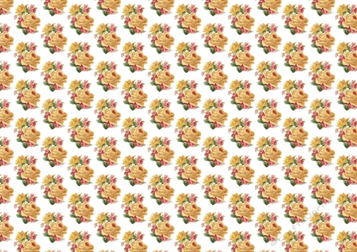 Water colour cream roses with pink flowers backing paper