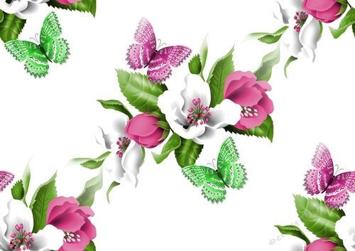 Pink white flowers butterfly (LARGE) backing paper