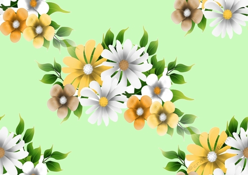 peach/white flowers backing paper (LARGE GREEN)