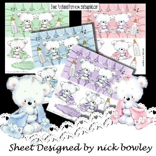 Four lovely white teddy bears for boys/girls (TWINS) Mini kit