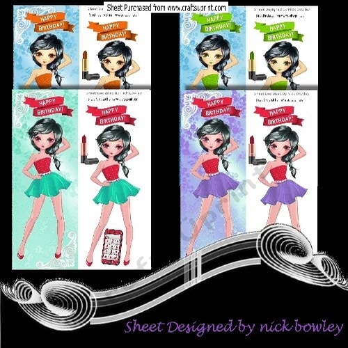 4 Lovely Trendy Girls with mobile phones tall DL Mini kit