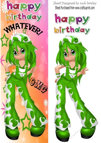 Girl with attitude (green) tall DL