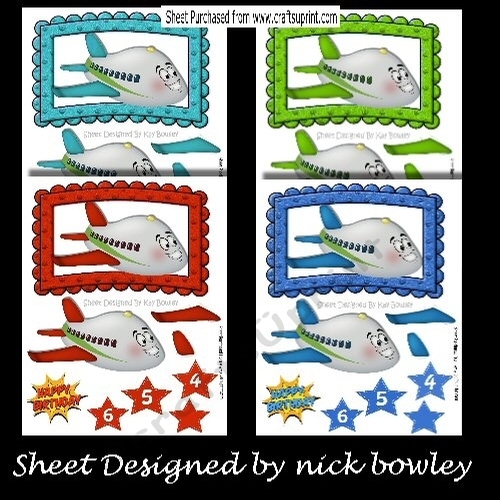 4 Toony Aeroplanes in coloured foam A5 Frames Mini Kit