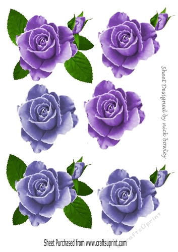 Roses cut outs with decoupage ( set 2)