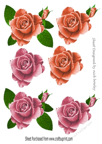 Roses cut outs with decoupage ( set 3)