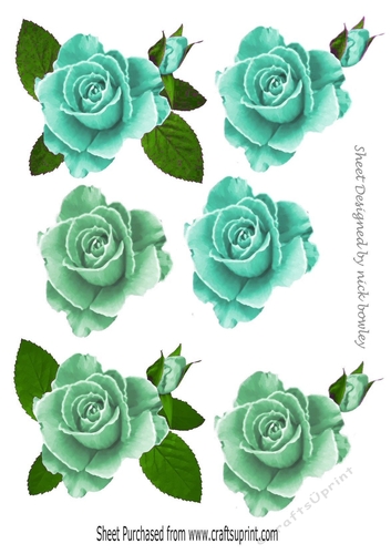Roses cut outs with decoupage ( set 4)