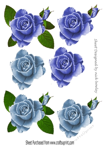 Roses cut outs with decoupage ( set 5)