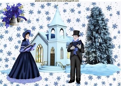 Christmas Carol Singers & Church A4 Topper
