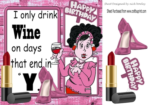 Shoes, My Lippy and a nice glass of wine (pink) 8x8