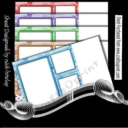 5 Lovely coloured wood effect window frames card fronts 8x8 mini kit 