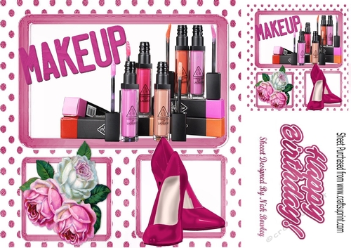 What every girl needs MAKEUP & accessories in pink polka dot 8x8